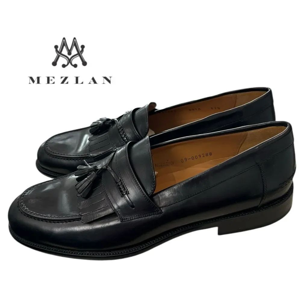 New Mezlan Romano Men's Black Leather Slip-on Loafers Dress Shoes 11.5 11.5M